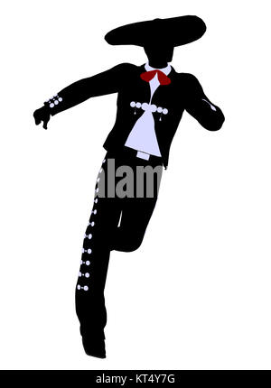 Male mariachi illustration silhouette illustration on a white background Stock Photo