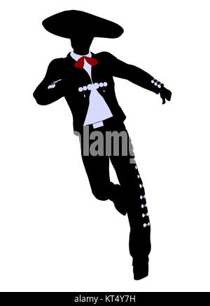 Male mariachi illustration silhouette illustration on a white background Stock Photo