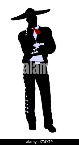 Male mariachi illustration silhouette illustration on a white background Stock Photo