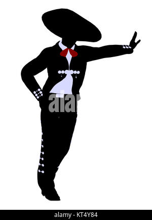 Male mariachi illustration silhouette illustration on a white background Stock Photo