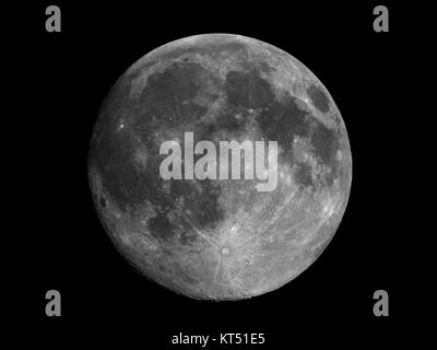 Full moon seen with telescope Stock Photo