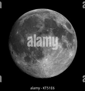 Full moon seen with telescope Stock Photo