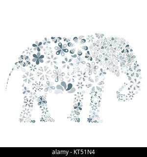 Concept of flowers in the shape of a elephant Stock Photo