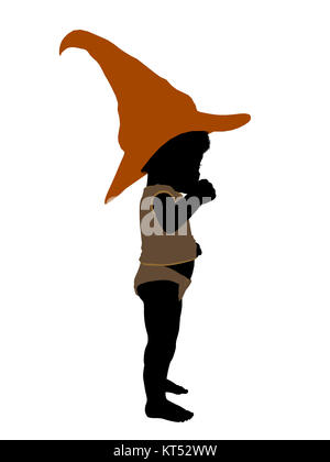 African american halloween infant toddler silhouette on a white background Stock Photo