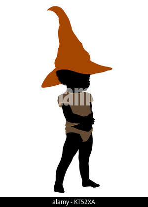 African american halloween infant toddler silhouette on a white background Stock Photo