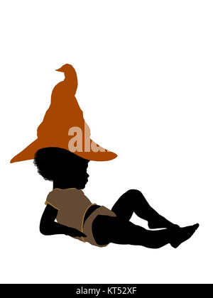 African american halloween infant toddler silhouette on a white background Stock Photo