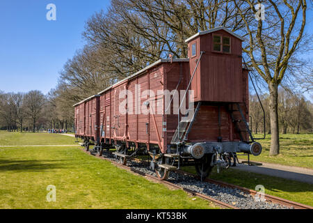 WESTERBORK, NETHERLANDS, APRIL 9 2017. Former nazi deportation train unit in camp Westerbork, now a memorial site and museum. Stock Photo