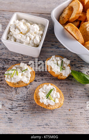 Cottage cheese with whole wheat rolls Stock Photo