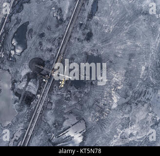 Coal mine in south of Poland. Destroyed land. View from above. Stock Photo