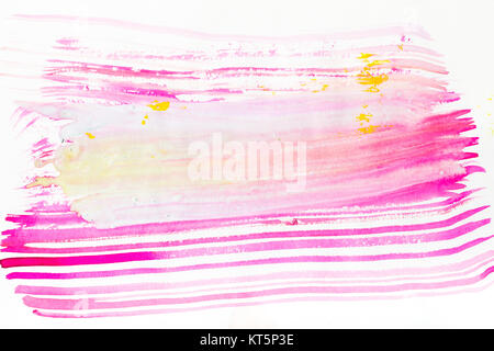 abstract painting with bright pink, purple and yellow brush strokes on white Stock Photo
