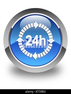 24 hours delivery icon glossy blue round button Stock Photo