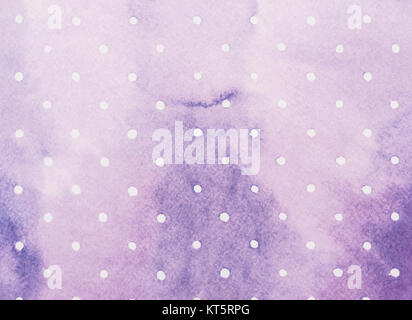 set of white circles on purple watercolor surface Stock Photo