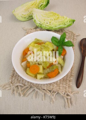 vegetable stew with cabbage in a soup bowl Stock Photo