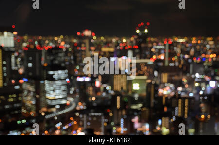 Aerial view of cityscape - defocused night lights Stock Photo