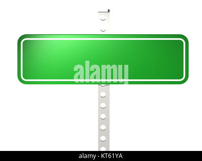 Green road sign isolated on white Stock Photo