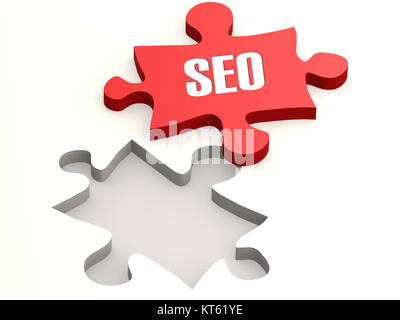 Red jigsaw puzzle with SEO word Stock Photo