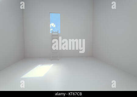 3d rendering of empty room with laddar Stock Photo
