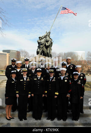 US Navy 100113-N-0555B-833 Rear Adm. Robin L. Graf, center front row, deputy commander of Navy Recruiting Command, Stock Photo
