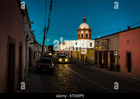 Old Mexican town at night Mineral de Pozos Stock Photo