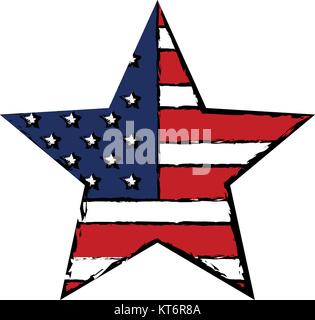 star with USA flag isolated icon vector illustration design Stock Vector