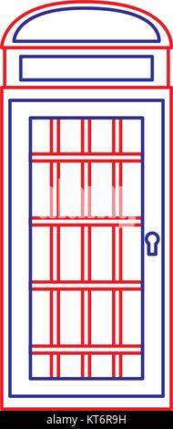 phone booth icon image vector illustration design  blue red line Stock Vector
