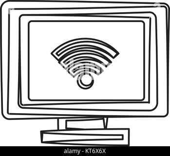 Wifi symbol on pc scree Stock Vector