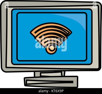 Wifi symbol on pc scree Stock Vector