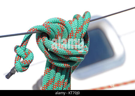 nautical part of a yacht with cords, rigging, sail, mast, anchor, knots ...