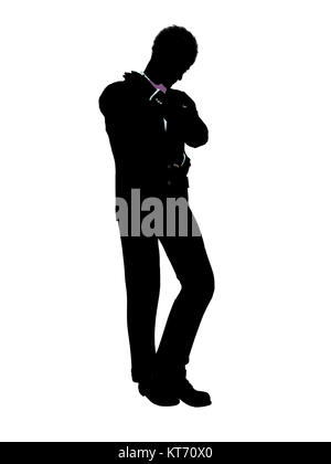 African american man dressed in a tuxedo silhouette illustration on a white background Stock Photo