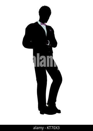 African american man dressed in a tuxedo silhouette illustration on a white background Stock Photo