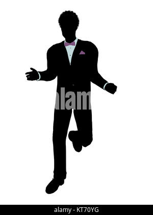 African american man dressed in a tuxedo silhouette illustration on a white background Stock Photo