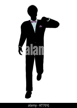 African american man dressed in a tuxedo silhouette illustration on a white background Stock Photo