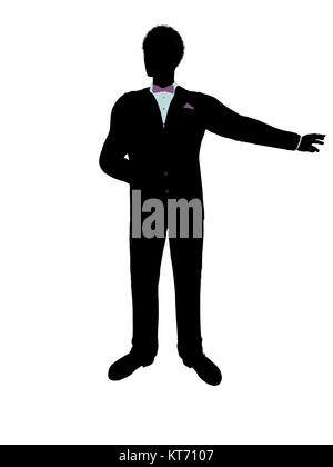 African american man dressed in a tuxedo silhouette illustration on a white background Stock Photo