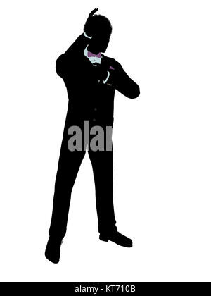 African american man dressed in a tuxedo silhouette illustration on a white background Stock Photo