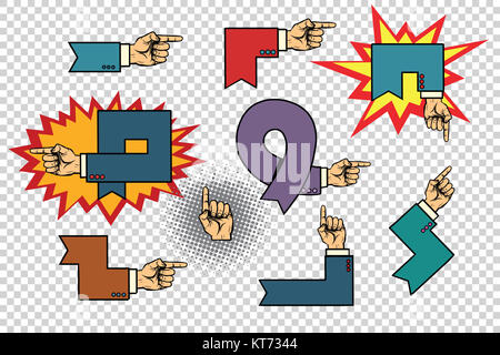 Set of business hand signs arrows isolated background Stock Photo