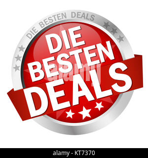 colored button with banner and text Die besten Deals Stock Photo