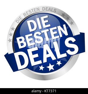 colored button with banner and text Die besten Deals Stock Photo