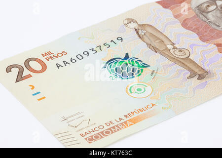 Twenty Thousand Colombian Pesos Bill Issued on 2016 Stock Photo