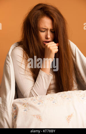 ill woman cough Stock Photo