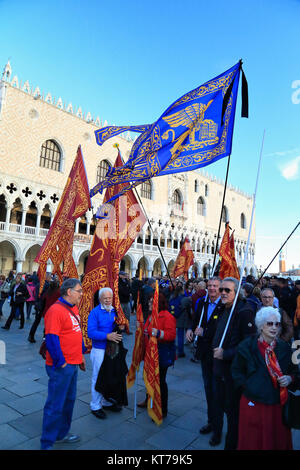 Venice flags, Bandiera Repubblica Veneta Stock Photo