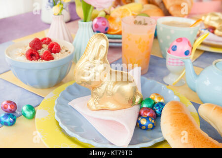 table laid for easter breakfast Stock Photo