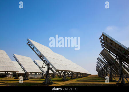 A field of photovoltaic solar panels providing green energy Stock Photo