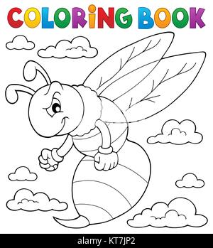 Coloring book wasp theme 1 Stock Photo