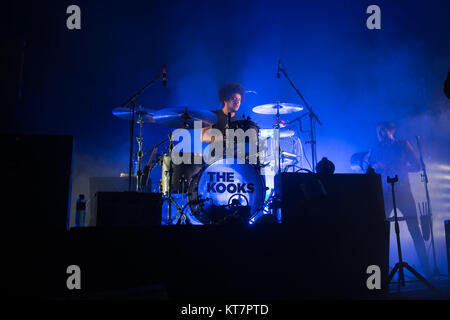 The English indie rock band The Kooks performs a live concert at Sentrum Scenen in Oslo. Here drummer Alexis Nunez is seen live on stage. Norway, 10/02 2015. Stock Photo