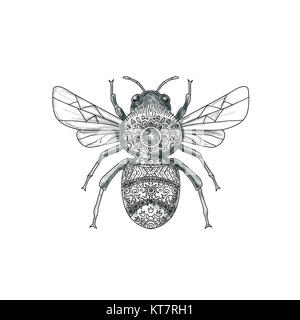 Bumble Bee Mandala Tattoo Stock Photo