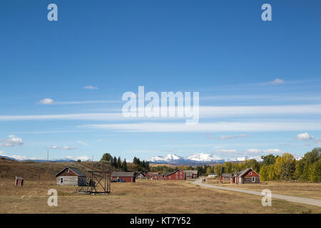 Bar U Ranch National Historic Site, a working ranch in the Rocky Mountain foothills of Alberta, Canada Stock Photo