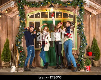 People having fun at christmastime Stock Photo