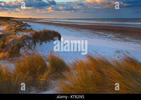 Sunset on Holkham Beach mid-Winter Norfolk Stock Photo