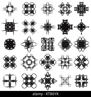 Set of Different Tribal Rosettes Tattoo Design Stock Photo