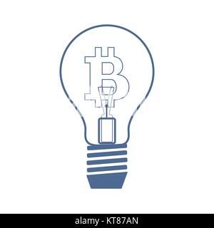 Light bulb with bitcoin. Blockchain network concept. Stock Vector